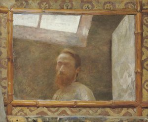 Autorretrato con un espejo de bambú, c. 1890 de Edouard Vuillard