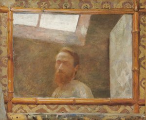 Autorretrato con un espejo de bambú