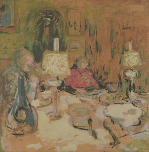 La cena con dos lámparas, rue de Calais, 1913 de Edouard Vuillard