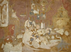 La mesa (óleo sobre cartón) de Edouard Vuillard