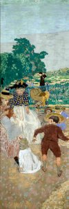 Los jardines públicos: Las enfermeras (izquierda) (detalle del tríptico) de Edouard Vuillard