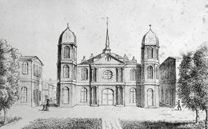 Iglesia de Nueva Orleans, Estados Unidos de América, litografía de Edouard de Montule (1792-1828) de Viaje a América, Italia, Sicilia y Egipto de Edouard de Montule