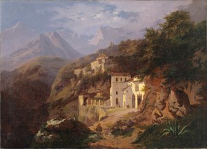 El monasterio capuchino de Cava (Salerno) 1838 (óleo sobre lienzo) de Edouard de Vigne
