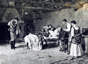 Muerte de Anita Garibaldi en la granja del Marqués Guiccioli (ilustración) de Edouardo Matania