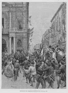 Entrada de Garibaldi en Nápoles (grabado) de Edouardo Matania