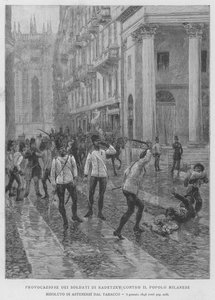 Provocación de los soldados de Radetzky contra el pueblo milanés resuelto a abstenerse del tabaco, 3 de enero de 1848