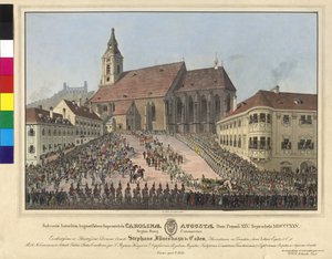 Coronación de la emperatriz Carolina Augusta como reina de Hungría el 25 de septiembre de 1825 en Bratislava