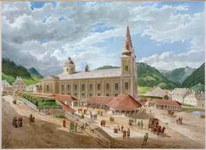 La Basílica de Mariazell desde la plaza de la iglesia