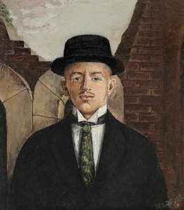 Retrato del poeta Vasili Kamensky con sombrero de copa de Eduard Gustavovich Shiman