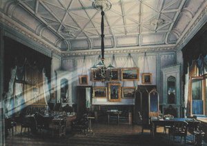 Estudio Azul del Emperador Alejandro II (1818-81) en el Palacio de la Granja, 1860 (acuarela sobre papel) de Eduard Hau