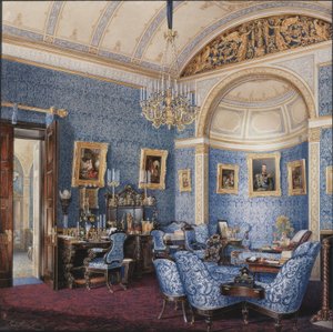 Interiores del Palacio de Invierno. El Tocador de la Emperatriz María Alexandrovna, 1850s de Eduard Hau