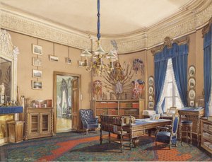 Interiores del Palacio de Invierno. El Estudio del Príncipe Heredero Nikolay Aleksandrovich, 1865 de Eduard Hau