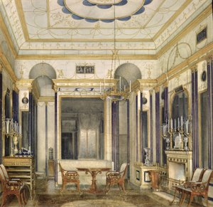 El Salón de la Emperatriz María Alexandrovna en el Gran Palacio en Tsarskoye Selo de Eduard Hau