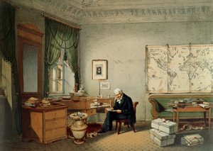 Barón Alexander von Humboldt (1769-1859) en su estudio