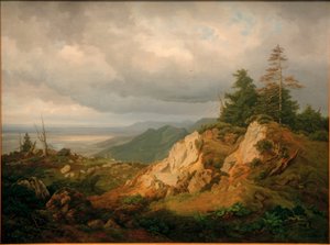 En la alta Kampe con vista al Chiemsee de Eduard Schleich der Ältere