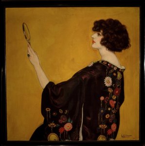 Mujer de perfil con kimono