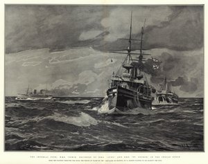 El Tour Imperial, H M S Ophir, escoltado por H M S Juno y H M S St George, en el Océano Índico