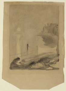 Un barco atado a un muelle de Edvard Munch