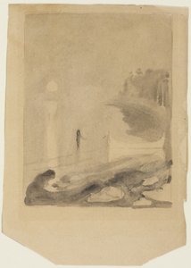 Un barco atado a un muelle de Edvard Munch