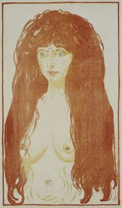 Mujer desnuda con pelo rojo y ojos verdes
Desnudo de pie con pelo rojo, c. 1901