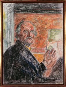 Noruega, Oslo, Autorretrato con tiza de Edvard Munch