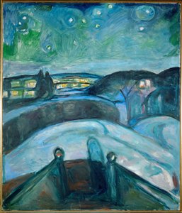 Noche estrellada, Ekely (pintura sobre lienzo) de Edvard Munch