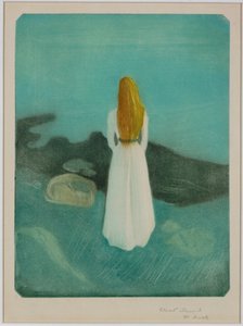 Mujer joven en la orilla del mar de Edvard Munch