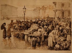 El mercado de verduras, Copenhague de Edvard Petersen