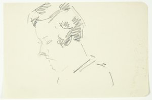 Estudio de retrato de la pintora Ellen Olrik, con la cabeza inclinada, perfil 7/8 hacia la izquierda de Edvard Weie