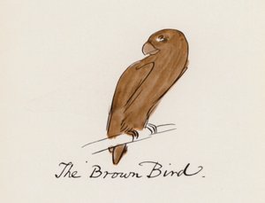 Edward Lear, El libro de los pájaros: El pájaro marrón (litografia en color)