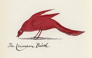 Edward Lear, El libro de los pájaros: El pájaro carmesí (litografia en color)