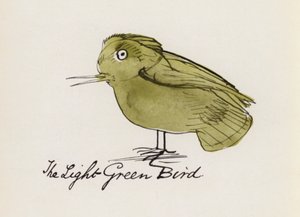 Edward Lear, El libro de los pájaros: El pájaro verde claro (litografia en color)