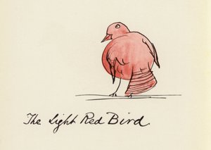 Edward Lear, El libro de los pájaros: El pájaro rojo claro (litografia en color)