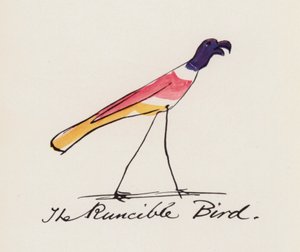 Edward Lear, The Bird Book: The Runcible Bird (litografia en color)
