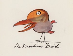 Edward Lear, The Bird Book: The Scroobious Bird (litografia en color)