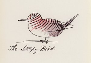Edward Lear, El libro de los pájaros: El pájaro rayado (litografia en color) de Edward (after) Lear