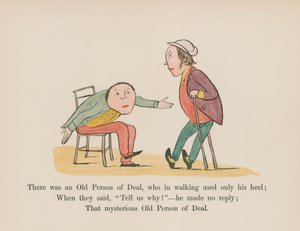 Había un anciano de Deal, que al andar usaba sólo el talón (grabado coloreado) de Edward (after) Lear