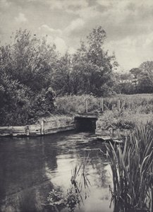 Un pequeño transportista en las aguas de Ramsbury (foto en blanco y negro) de Edward Alfred Barton
