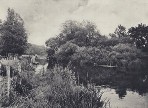 Boot Island por debajo de Stockbridge en el Test (foto b/n) de Edward Alfred Barton
