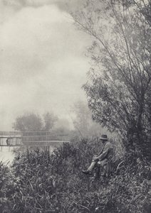 Esperando a que se disipe la niebla (foto en blanco y negro) de Edward Alfred Barton