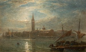 San Georgio a la luz de la luna, Venecia (acuarela) de Edward Angelo Goodall