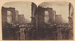 Broadway bajo la Lluvia, probablemente tomada desde 308 o 310 Broadway, Ciudad de Nueva York, ca. 1860s de Edward Anthony
