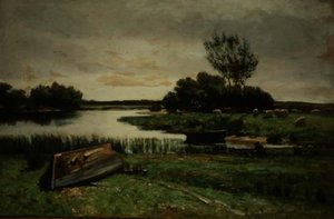Lago con botes de remo de Edward Arthur Walton