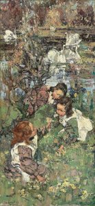 Chicas y cisnes de Edward Atkinson Hornel