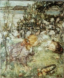 Chicas en un huerto de Edward Atkinson Hornel