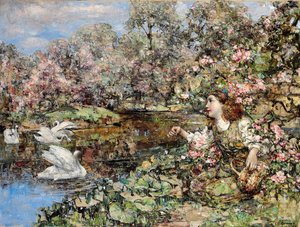 Estanque de cisnes de Edward Atkinson Hornel