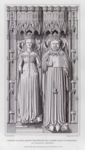 Efigie del rey Enrique IV y su reina Juana de Navarra, en la Catedral de Canterbury (grabado) de Edward Blore