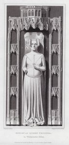 Efigie de la Reina Felipa, en la Abadía de Westminster (grabado) de Edward Blore