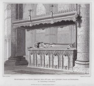 Monumento del rey Enrique IV y su reina Juana de Navarra, en la Catedral de Canterbury (grabado) de Edward Blore