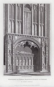 Monumento de Thomas Hatfield, Obispo de Durham, en la Catedral de Durham (grabado)